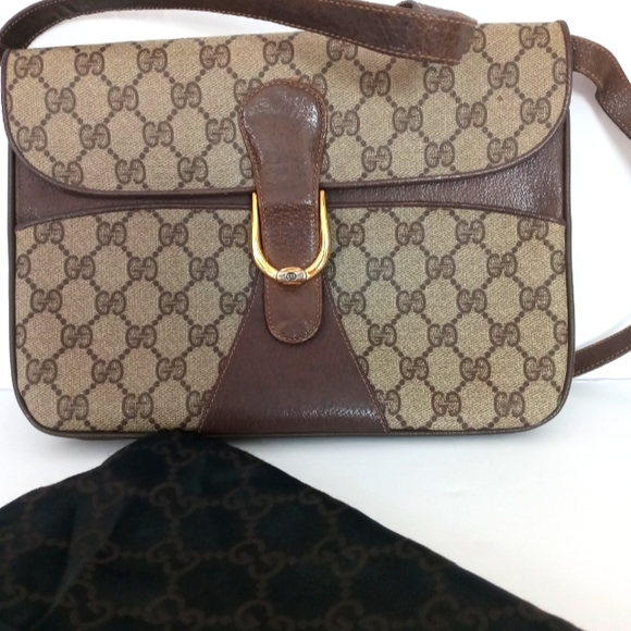 Gucci Handbags - Gucci Vintage Canvas and Leather Crossbody Handbag